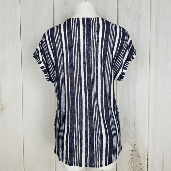 Anthropologie W5 Blue White Chevron Striped Blouse - Picture 2 of 6